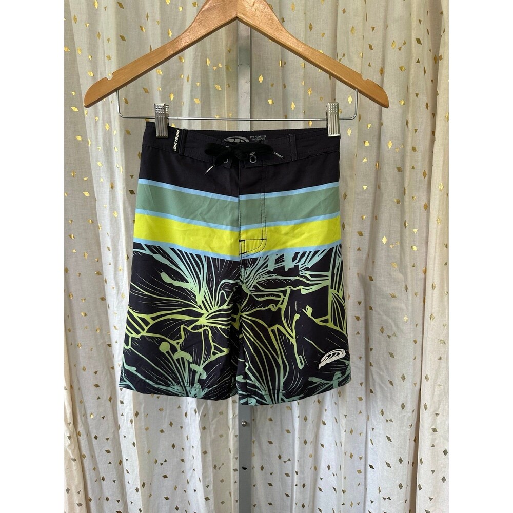 Pipeline Boys Hawaiian Inspired Tropical Leaves Lightweight Board Swim Shorts 24